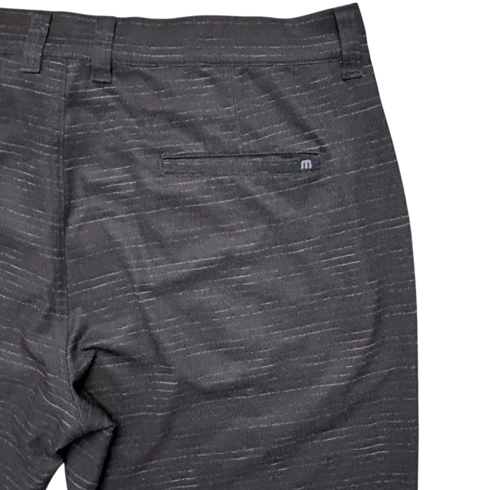 Travis Mathew Beck Performance Golf Shorts Heathered Blue Black Stretch 38